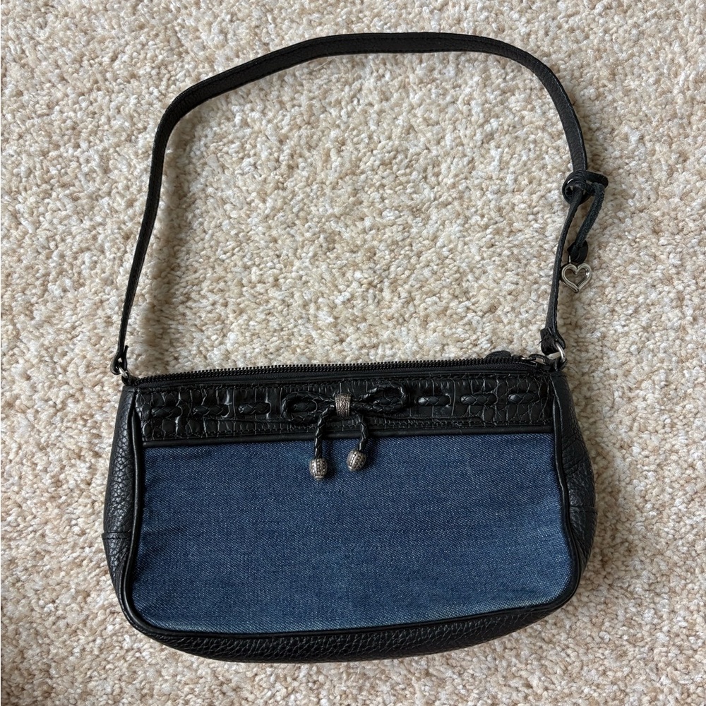 Brighton Black & Blue Denim Shoulder Bag with Heart Charm